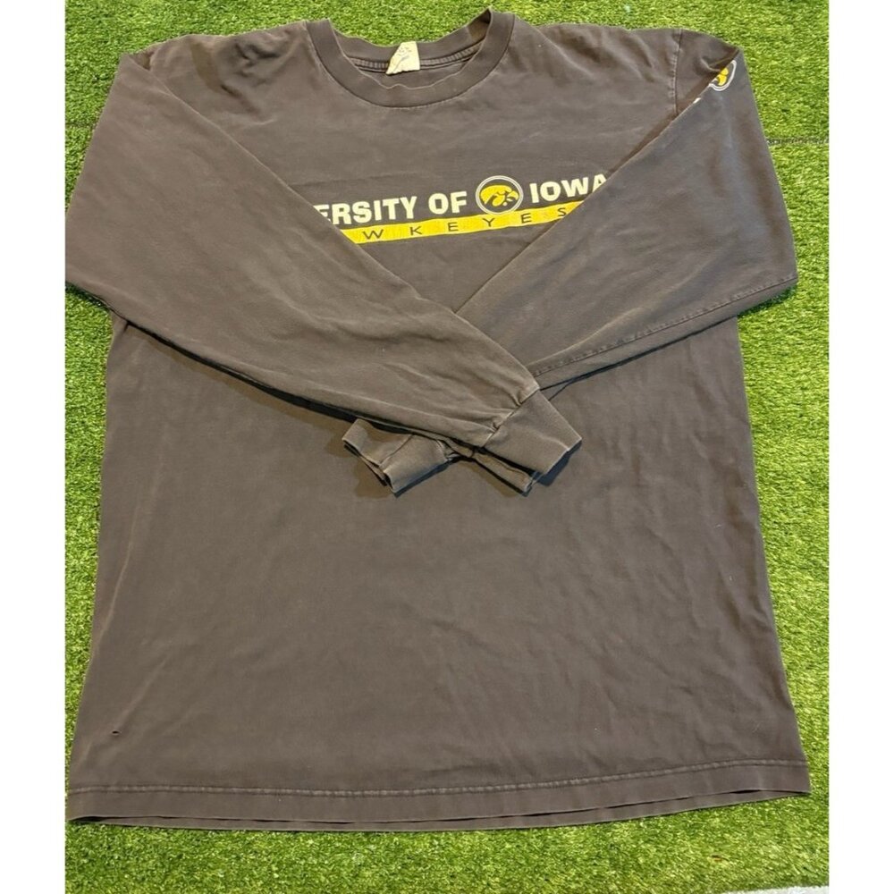Vintage Iowa Hawkeyes shirt mens XL black yellow football long sleeve Y2K 27 - Picture 6 of 12